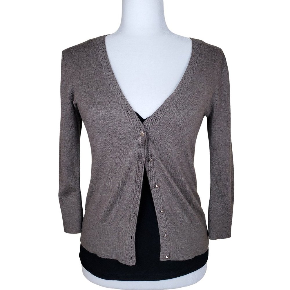 Banana Republic Factory Knit Cardigan Sweater Taupe Brown Women's XS Y2K